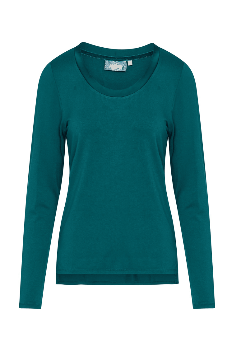 Top Lange Mouw Luyza Uni Deep Sea Blue