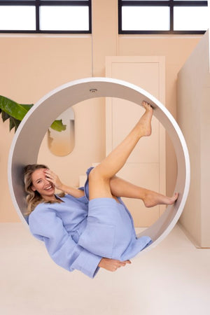 Wafel badjas Linolux Nature Denim Blue schommel