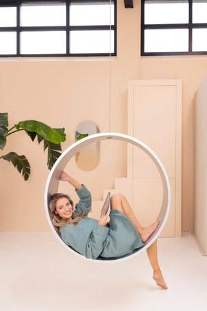 Wafel badjas Linolux Nature Denim Blue schommel