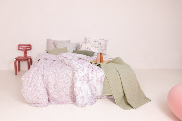 Dekbedovertrek Livello Mille fleurs Dust combi met aquarelle dust