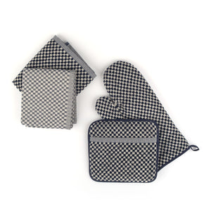 Theedoek Bunzlau Castle Small Check Dark blue