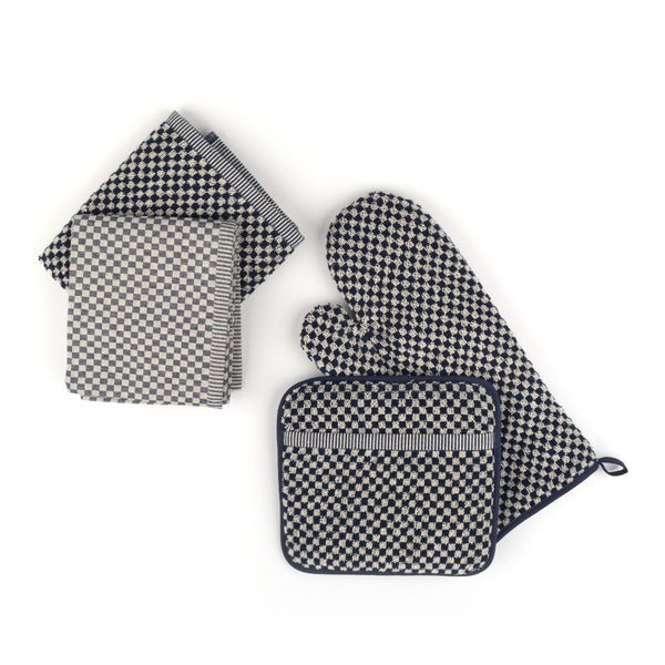 Theedoek Bunzlau Castle Small Check Dark blue