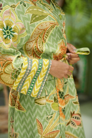 Kimono Pip Studio Noa Hakuna Light Green mouw afwerking