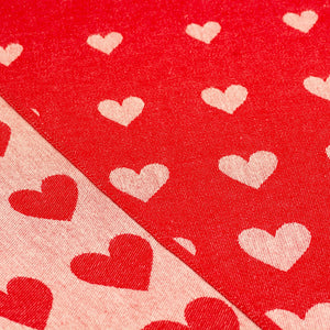 Theedoek Bunzlau Castle Hearts Red voor en achterkant