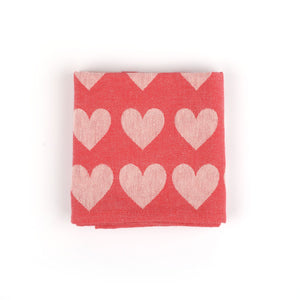 Theedoek Bunzlau Castle Hearts Red