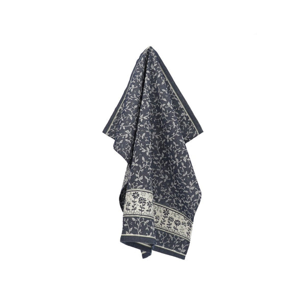 Theedoek Bunzlau Castle Daydream Dark Blue met ophanglus