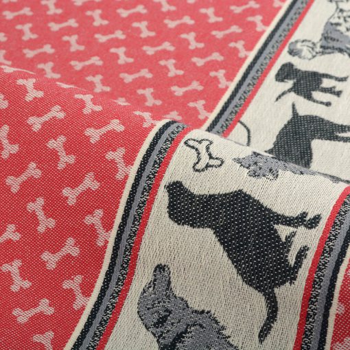 Theedoek Bunzlau Castle Dogs Red detail