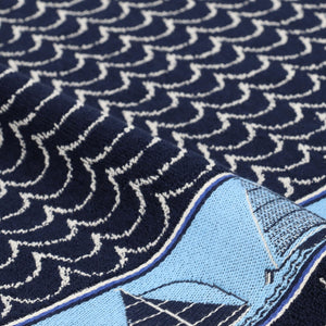 Keukendoek Bunzlau Castle Boat Dark Blue Detail