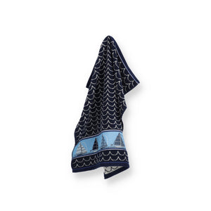 Keukendoek Bunzlau Castle Boat Dark Blue Sfeer