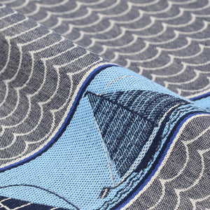 Theedoek Bunzlau Castle Boat Dark Blue Detail