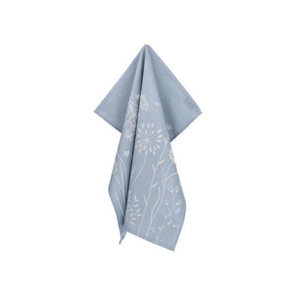 Theedoek Bunzlau Castle  Wild flowers Grey Blue  met ophanglus