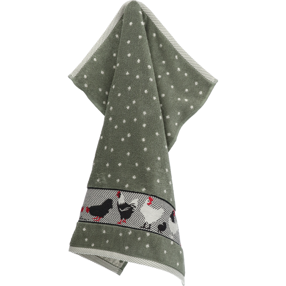 Keukendoek Bunzlau Castle Chickens Dark Green