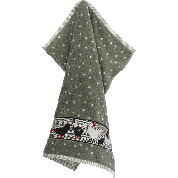 Keukendoek Bunzlau Castle Chickens Dark Green