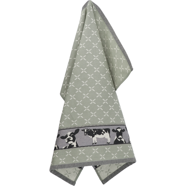 Theedoek Bunzlau Castle Cow Dark Green ophanglus