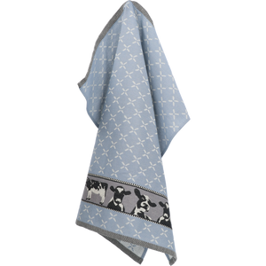 Theedoek Bunzlau Castle Cows Grey Blue