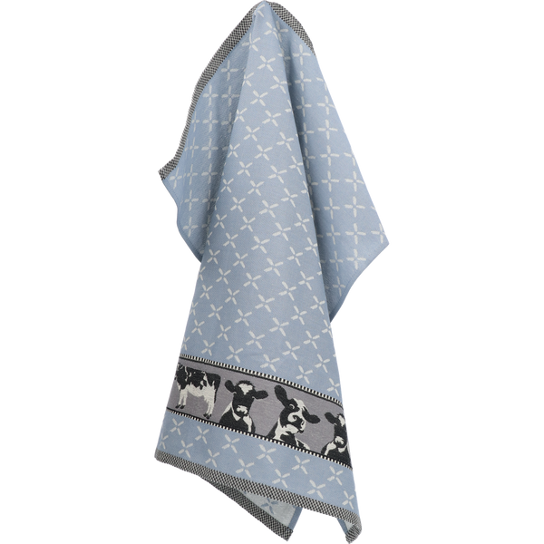 Theedoek Bunzlau Castle Cows Grey Blue