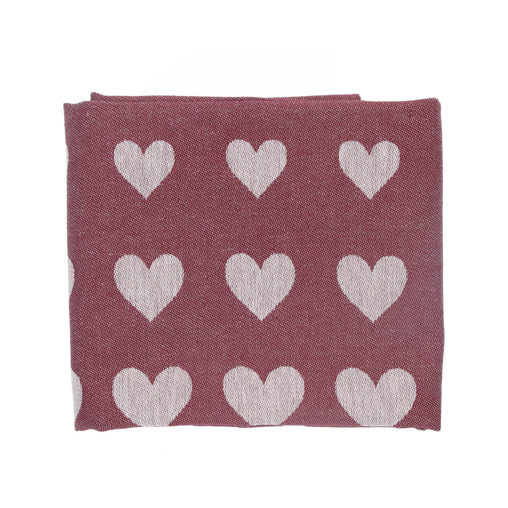 Bunzlau Castle Theedoek Hearts Burgundy GOTS