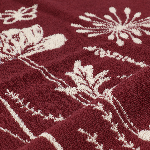 Bunzlau Castle Keukendoek Wild Flowers Burgundy GOTS