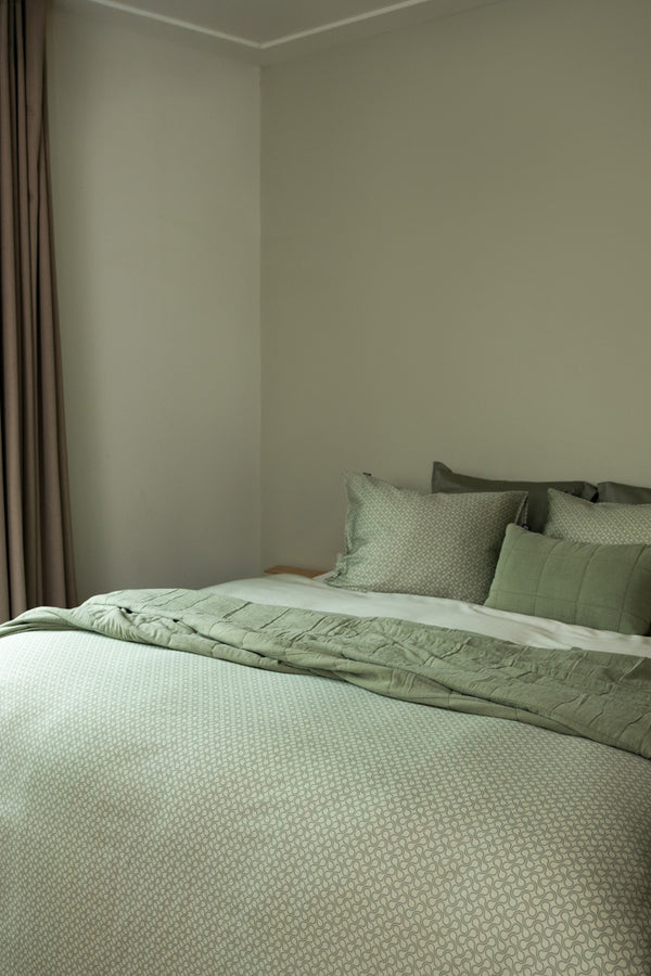 Linolux Sprei Blockes Stonewashed Mineral Green