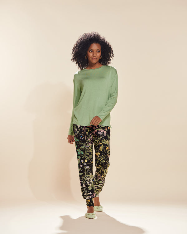 Top lange Mouw Essenza Denna Basil Green
