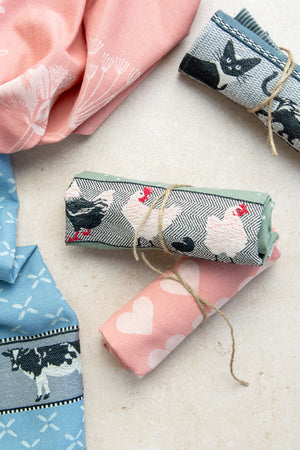 Theedoek Bunzlau Castle Chickens Dark Green