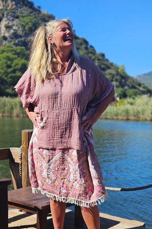 Zusenzomer poncho Reza Bordeaux