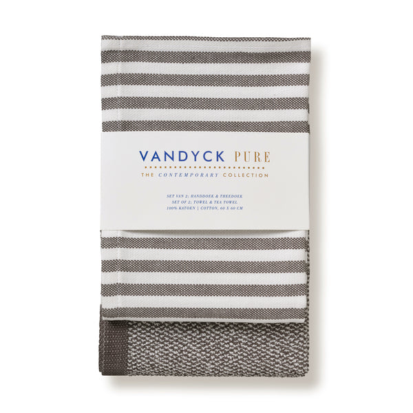 Keukendoek en Theedoek Set Vandyck Pure Espresso