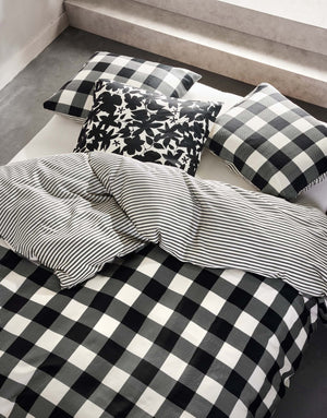 Dekbedovertrek Essenza Chess Antraciet close up