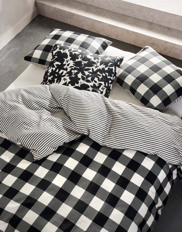 Dekbedovertrek Essenza Chess Antraciet close up