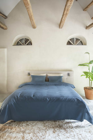 Dekbedovertrek Livello Uni Satijn Blue sfeer