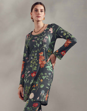 Nachthemd Essenza Elm Marigold Slate Grey close up