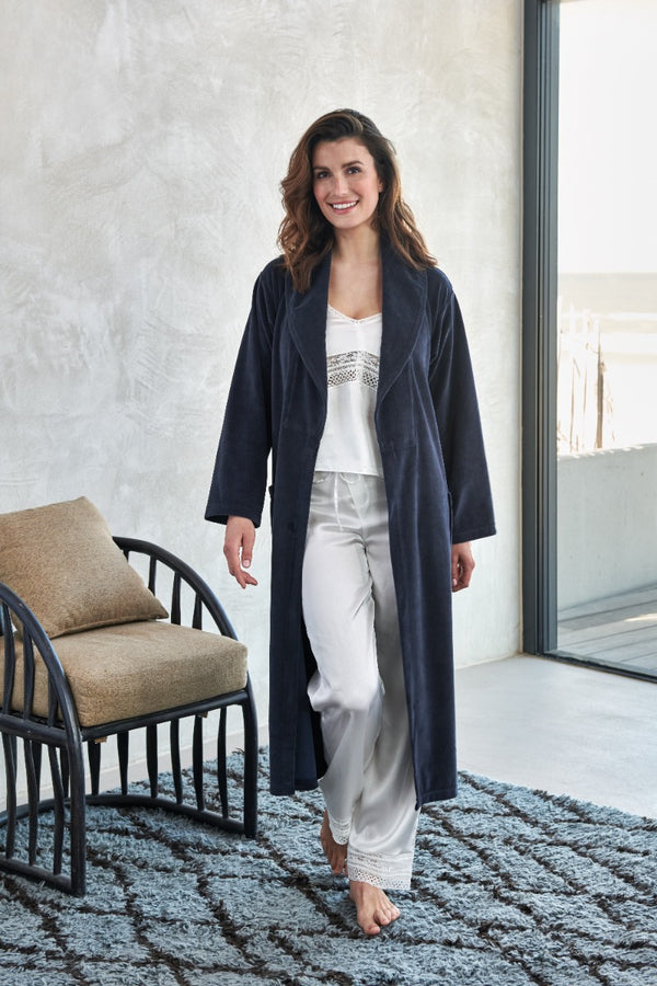 Badjas Vandyck Grace Dark Navy Sfeer