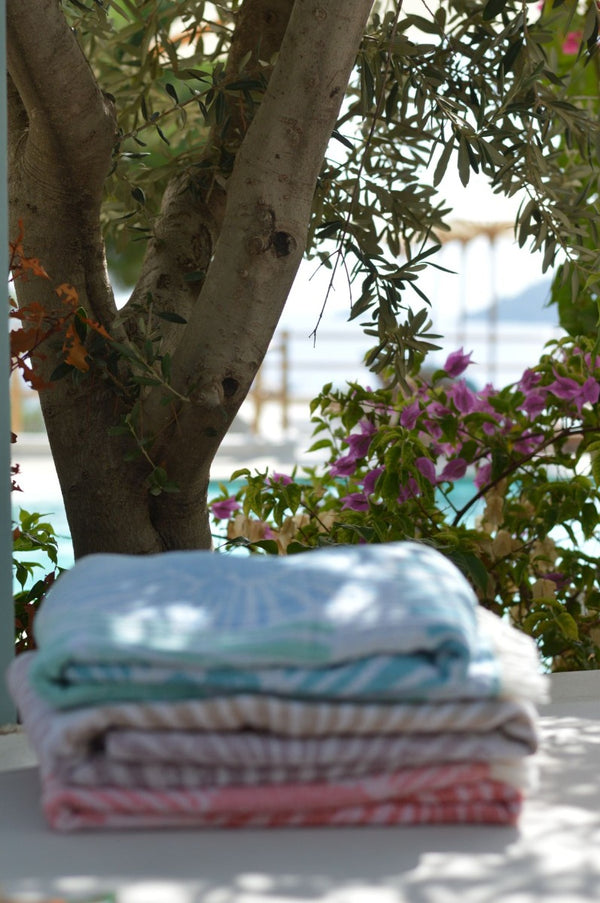 Hamamdoek Zusenzomer Alya Turquoise stapel