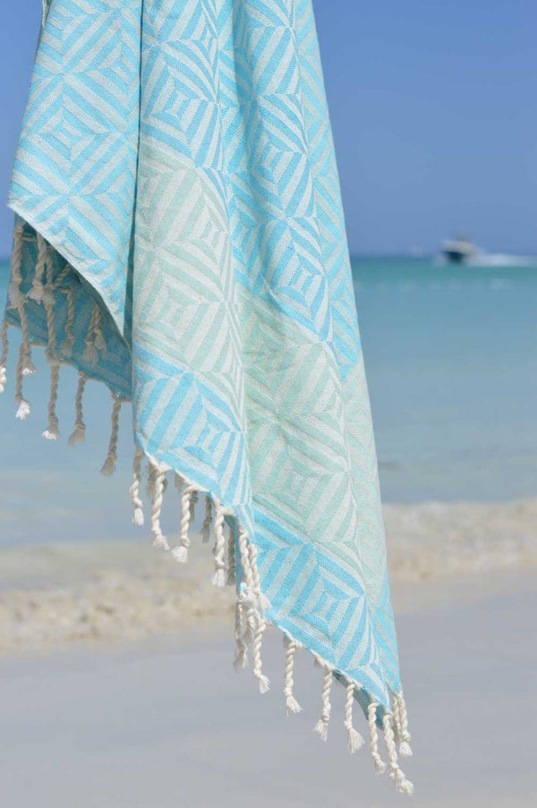 Hamamdoek Zusenzomer Square Turquoise hangend