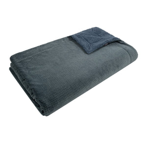 Fleece Plaid Linolux Lio Steel Blue binnenzijde terry