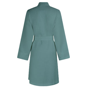 Wafel badjas Linolux Nature Short Mineral Blue achterkant