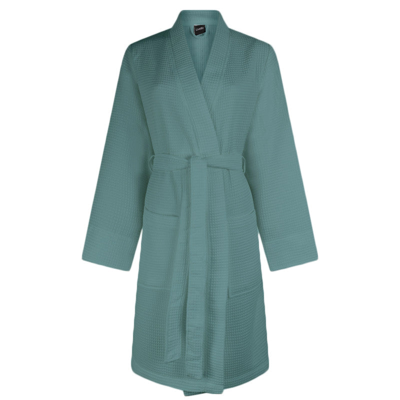 Wafel badjas Linolux Nature Short Mineral Blue