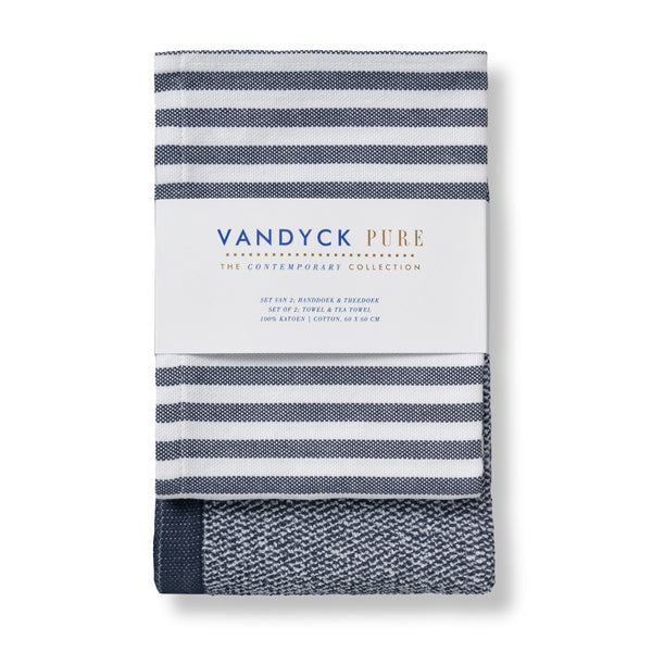 Keukendoek en Theedoek Set Vandyck Pure Blue Ink verpakt