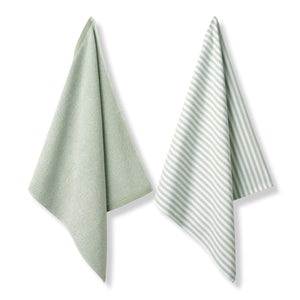 Keukendoek en Theedoek Set Vandyck Pure Smoke Green hangend