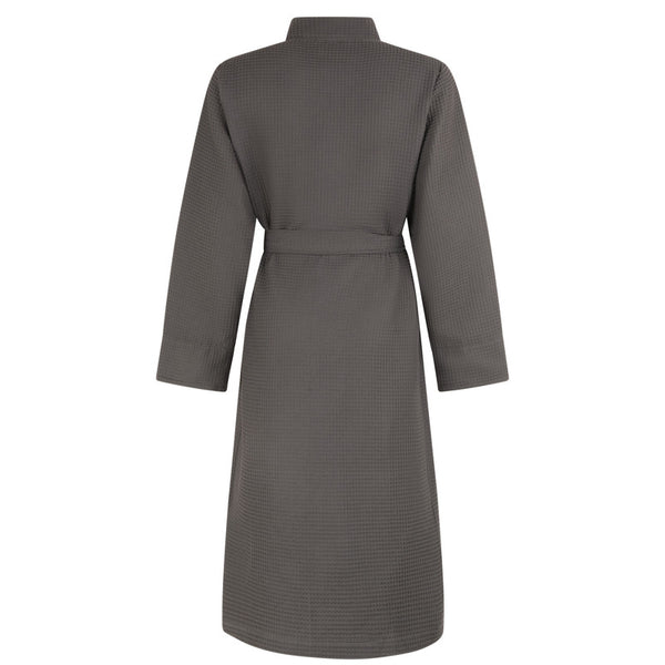Wafel badjas lang Livello Nature Grey achterzijde