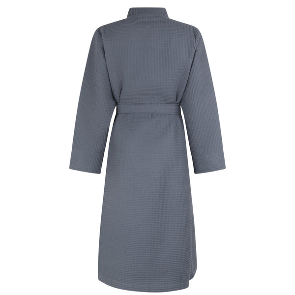 Wafel badjas lang Livello Nature Dark Bleu achetrzijde