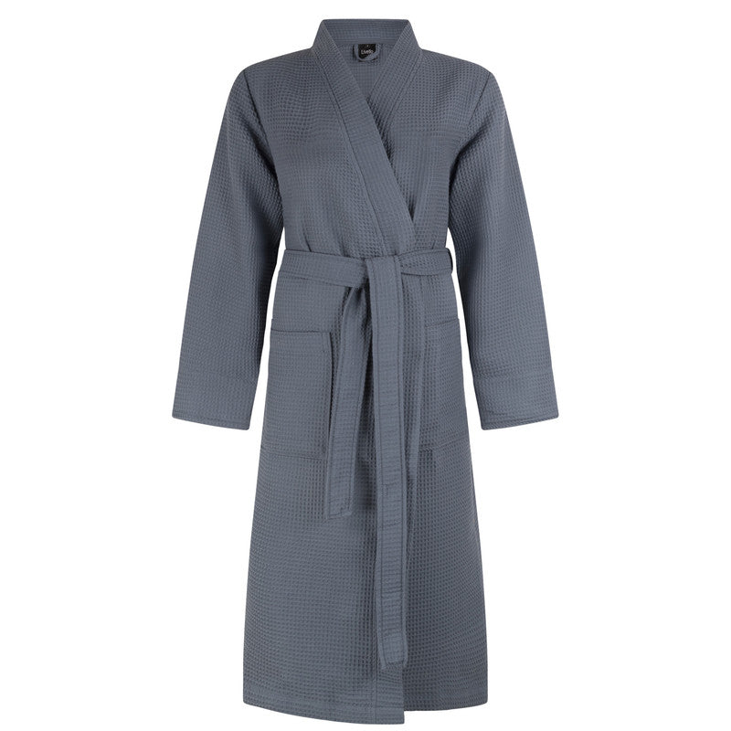 Wafel badjas lang Livello Nature Dark Bleu