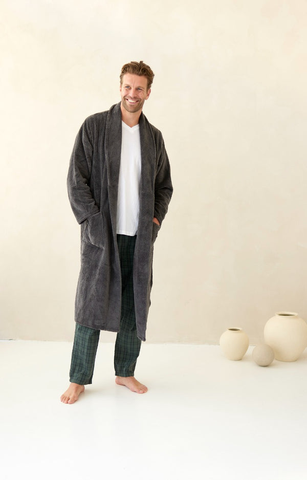 Fleece Badjas Livello Calvin Dark Grey man