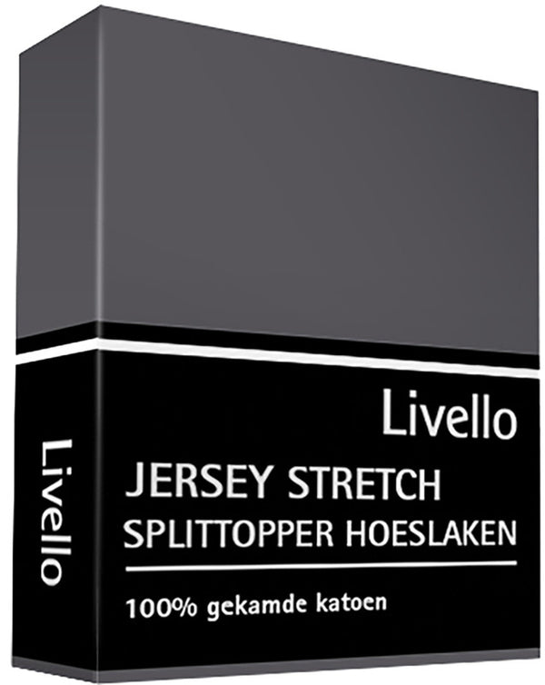 Splittopper Hoeslaken Livello Jersey Stretch Donker Grijs