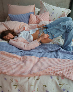 Wafel Deken Vandyck Home Pique Sepia Pink sfeer