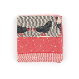 Theedoek Bunzlau Castle Chickens Red