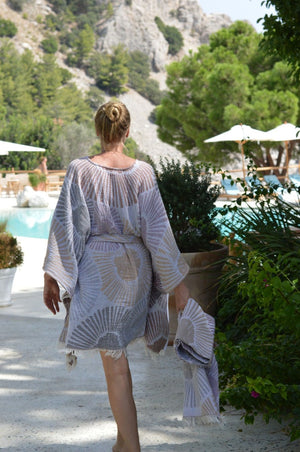 Kimono Zusenzomer Alya Grey/Brown back