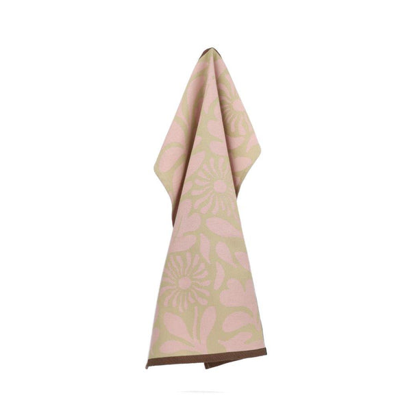 Return to Sender Theedoek Carina Flower Sage Green GOTS