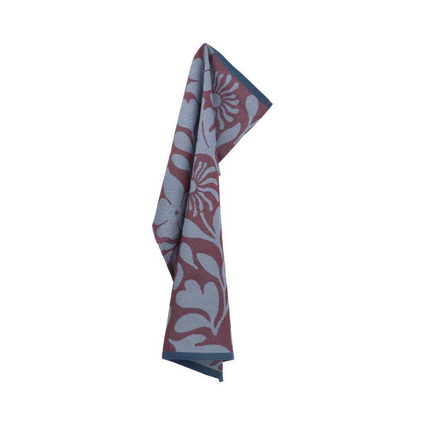 Return to Sender Theedoek Carina Flower Burgundy GOTS