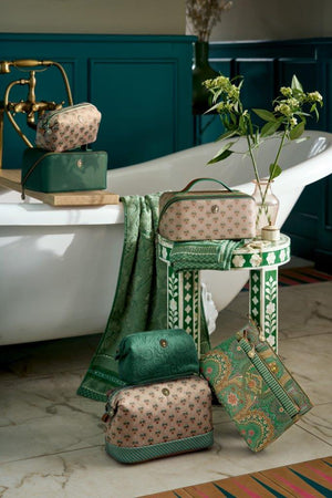 Pip Studio Toilettas Cooper Jaipur flower Khaki/green L